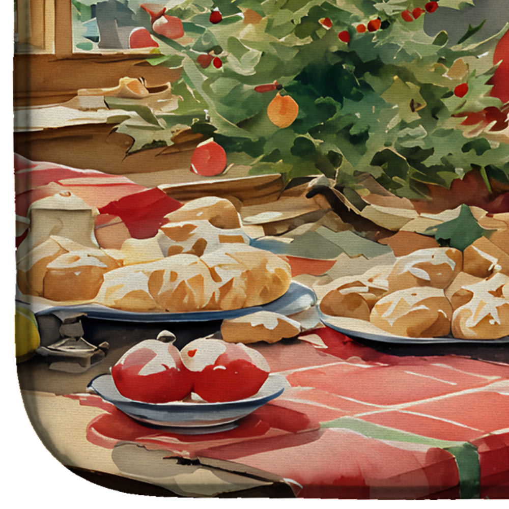 Lakeland Terrier Christmas Cookies Dish Drying Mat Absorbent Dish Drying Mat Pad for Kitchen Counter Dish Drainer Mat for Countertop, 14 x 21", Multicolor