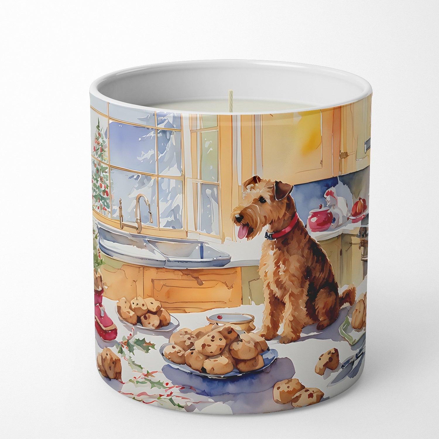 Lakeland Terrier Christmas Cookies Decorative Soy Candle Nature Soy Wax Essential Oil Home Decor Ideal for Bedroom Kitchen Bath Office Gift, 10 oz