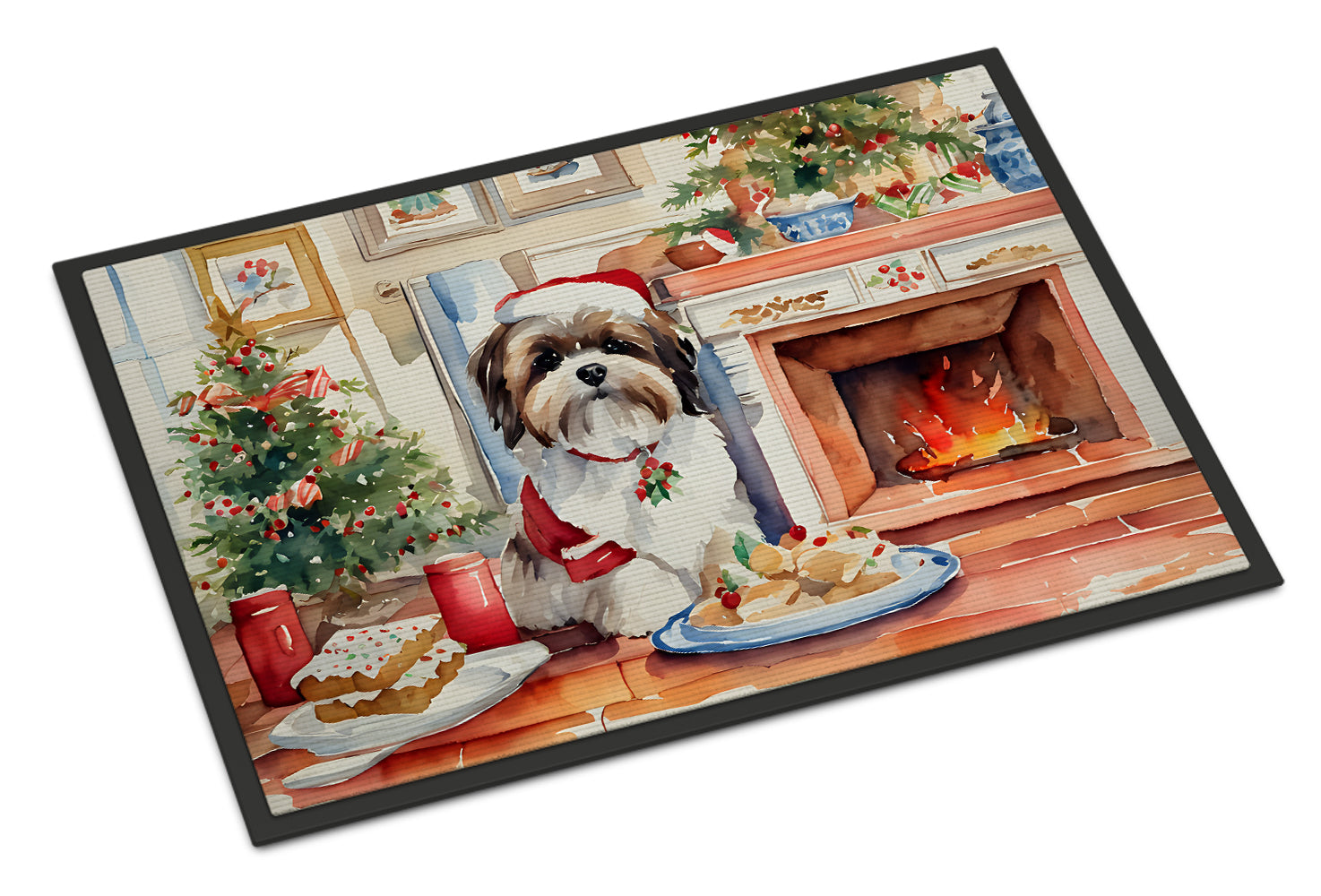 Lhasa Apso Christmas Cookies Doormat Indoor Outdoor 24H X 36W Front Door Mat Rugs for Entryway, Non Slip Washable Low Pile,