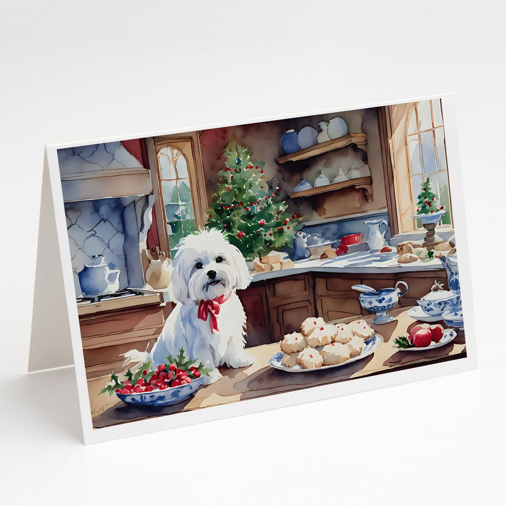 Maltese Christmas Cookies Greeting Cards Pack of 8 Blank Cards with Envelopes Whimsical A7 Size 5x7