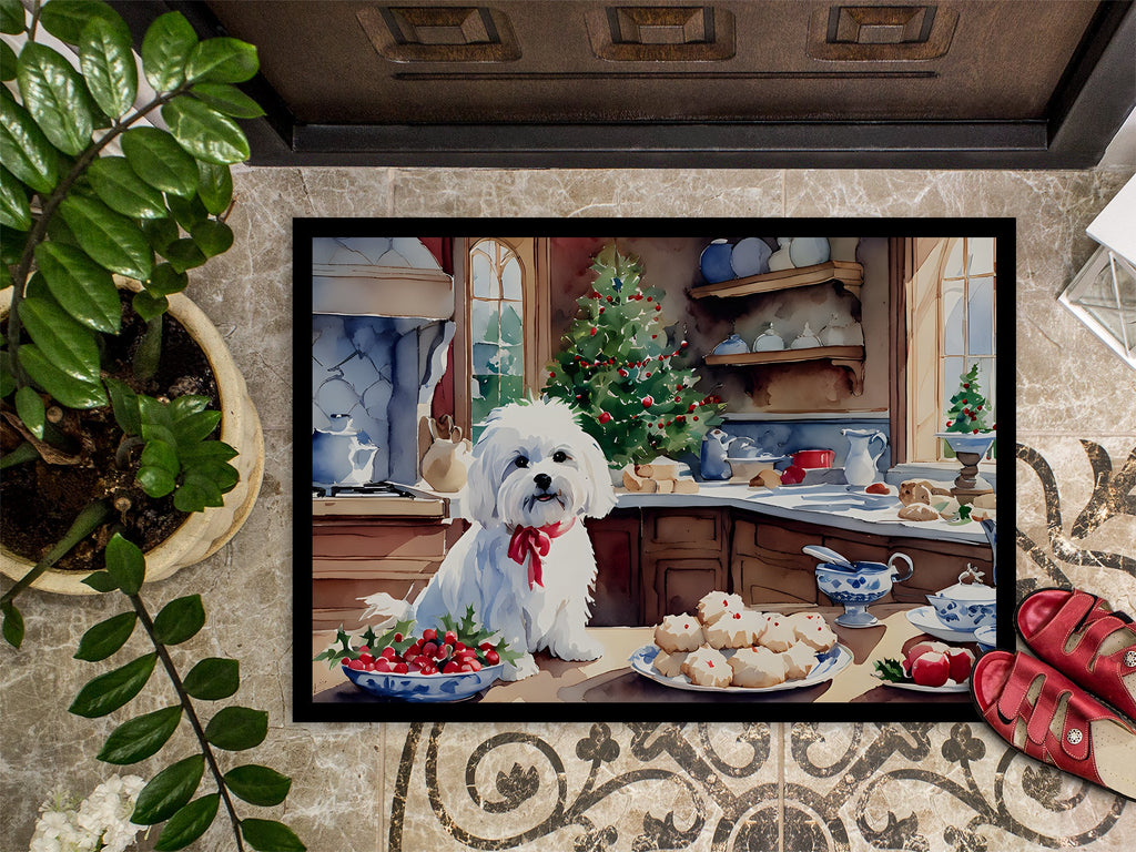 Maltese Christmas Cookies Doormat Indoor Outdoor 24H X 36W Front Door Mat Rugs for Entryway, Non Slip Washable Low Pile,