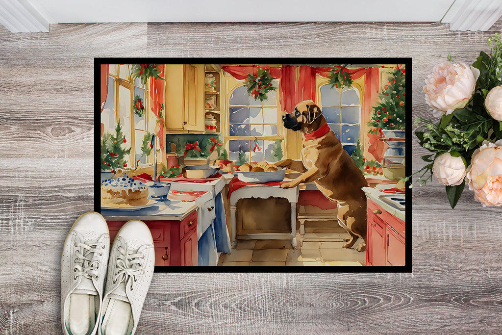 Mastiff Christmas Cookies Doormat Indoor Outdoor 24H X 36W Front Door Mat Rugs for Entryway, Non Slip Washable Low Pile,