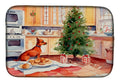 Miniature Pinscher Christmas Cookies Dish Drying Mat Absorbent Dish Drying Mat Pad for Kitchen Counter Dish Drainer Mat for Countertop, 14 x 21", Multicolor