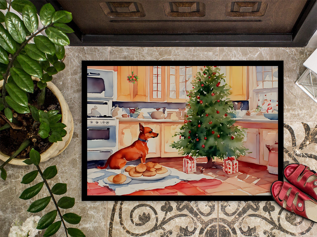 Miniature Pinscher Christmas Cookies Doormat Indoor Outdoor 24H X 36W Front Door Mat Rugs for Entryway, Non Slip Washable Low Pile,