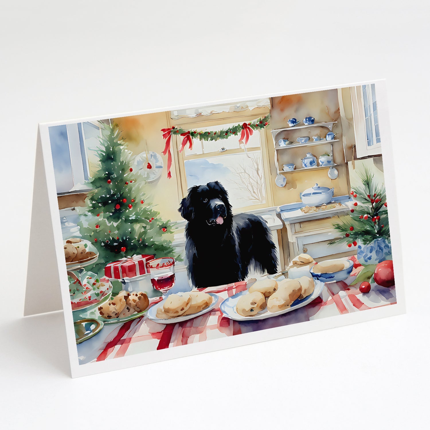 Newfoundland Christmas Cookies Greeting Cards Pack of 8 Blank Cards with Envelopes Whimsical A7 Size 5x7