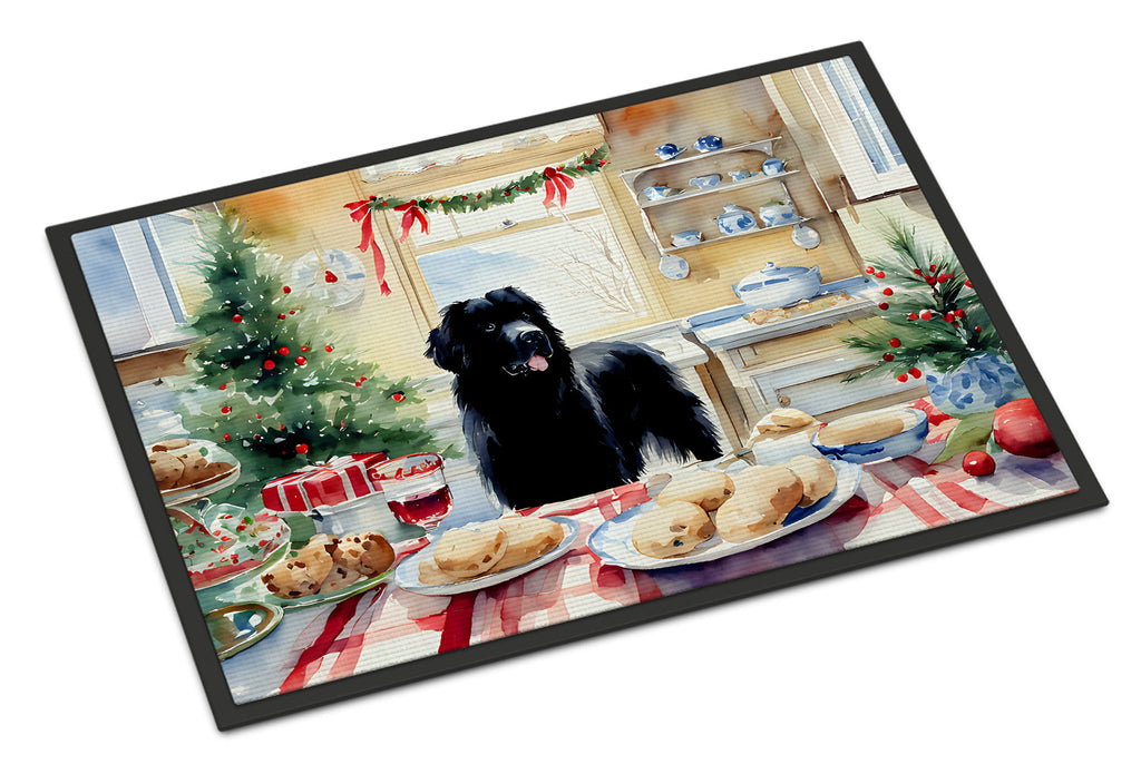 Newfoundland Christmas Cookies Doormat Indoor Outdoor 18H X 27W Front Door Mat Rugs for Entryway, Non Slip Washable