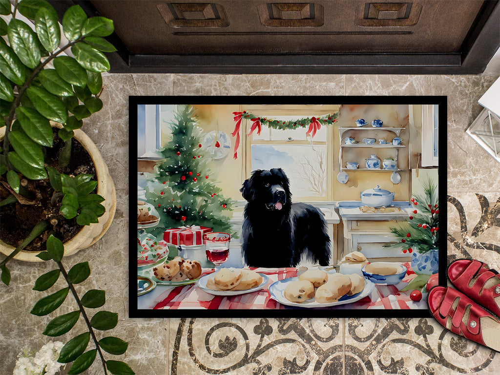 Newfoundland Christmas Cookies Doormat Indoor Outdoor 18H X 27W Front Door Mat Rugs for Entryway, Non Slip Washable
