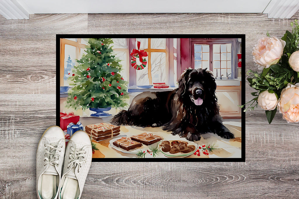 Newfoundland Christmas Cookies Doormat Indoor Outdoor 18H X 27W Front Door Mat Rugs for Entryway, Non Slip Washable