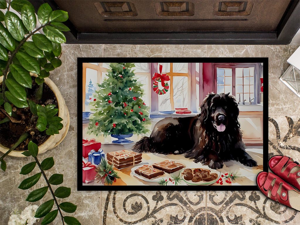 Newfoundland Christmas Cookies Doormat Indoor Outdoor 18H X 27W Front Door Mat Rugs for Entryway, Non Slip Washable