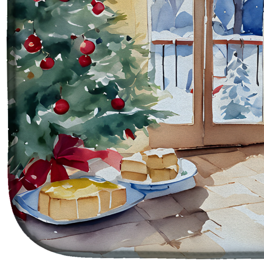Norwegian Elkhound Christmas Cookies Dish Drying Mat Absorbent Dish Drying Mat Pad for Kitchen Counter Dish Drainer Mat for Countertop, 14 x 21", Multicolor