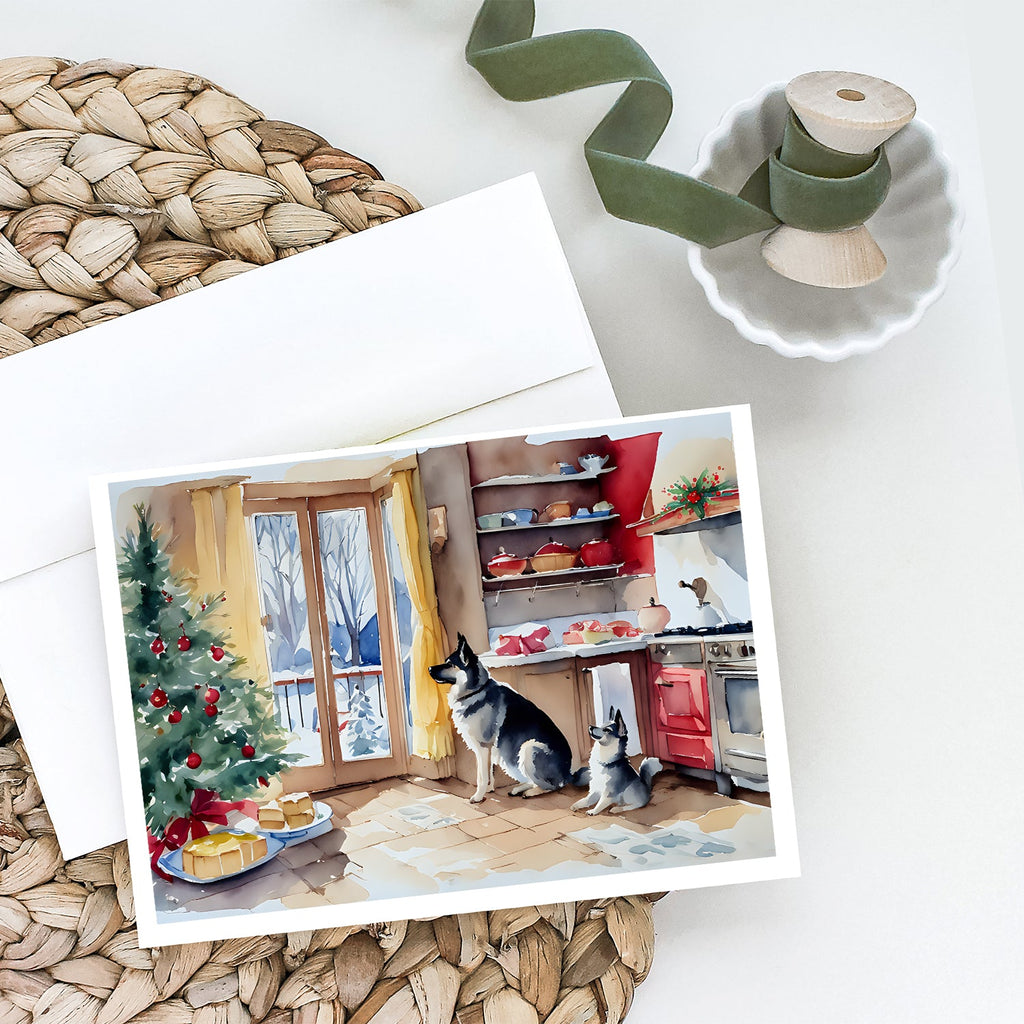 Norwegian Elkhound Christmas Cookies Greeting Cards Pack of 8 Blank Cards with Envelopes Whimsical A7 Size 5x7