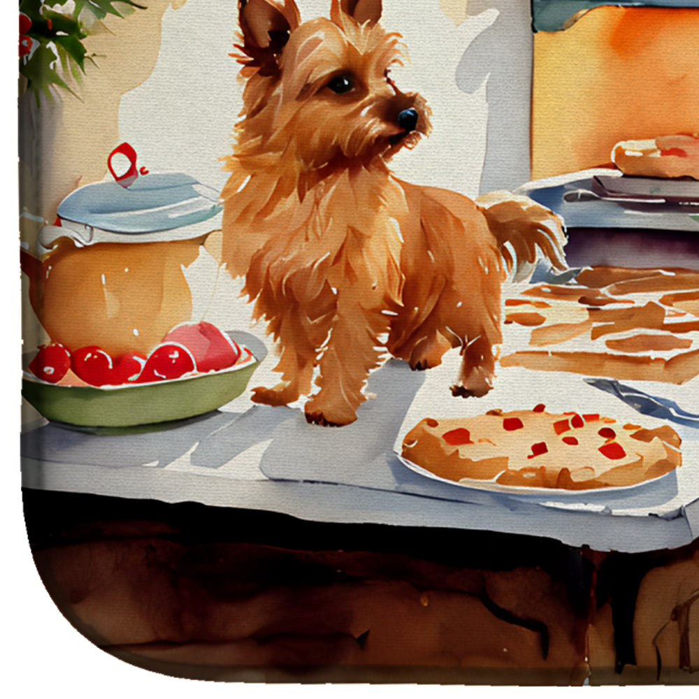 Norwich Terrier Christmas Cookies Dish Drying Mat Absorbent Dish Drying Mat Pad for Kitchen Counter Dish Drainer Mat for Countertop, 14 x 21", Multicolor