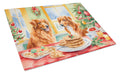 Nova Scotia Duck Toller Christmas Cookies Cutting Board Tempered Glass Kitchen Cutting Surface, Heat Resistant Chopping, Non-Slip Feet, Food Prep & Serving