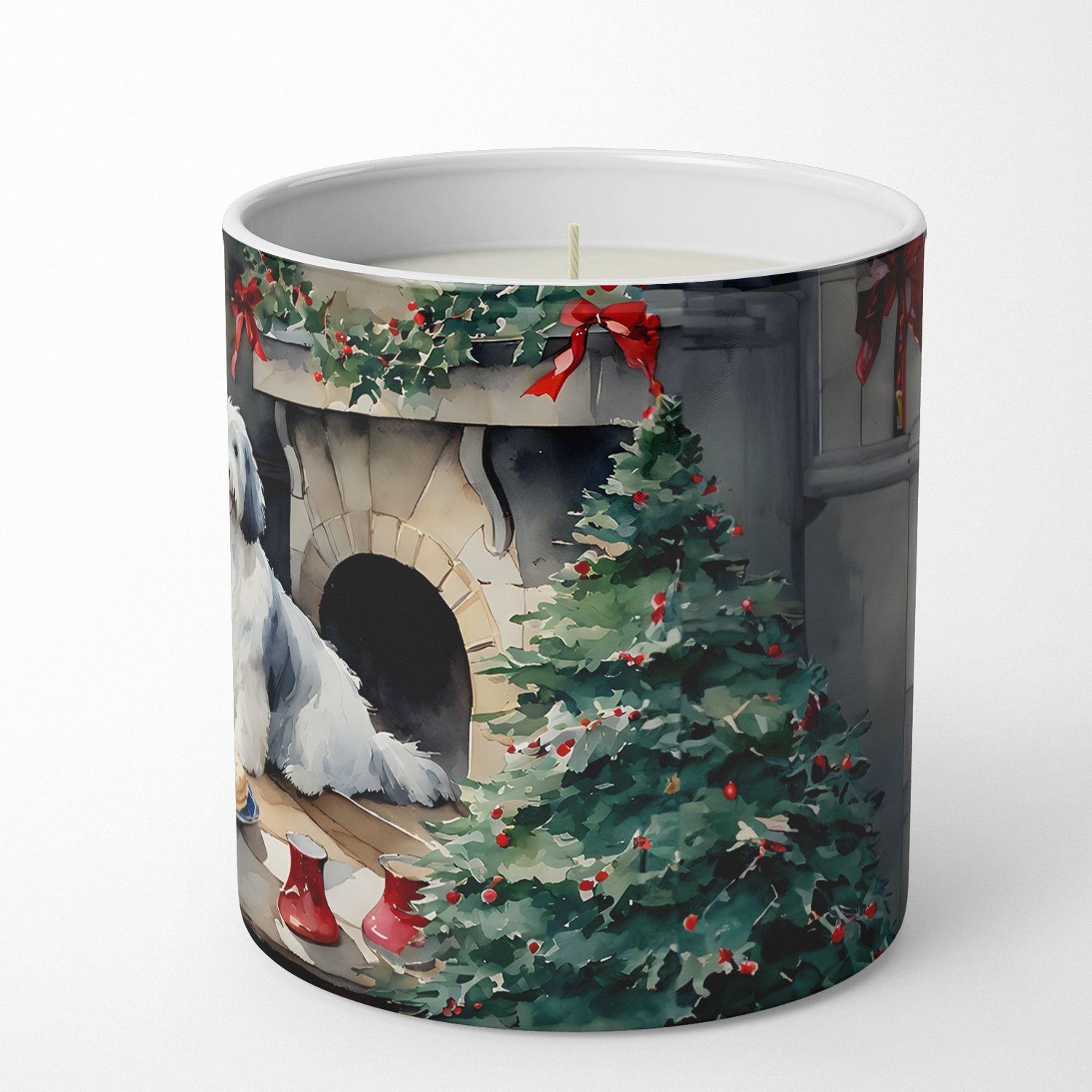 Old English Sheepdog Christmas Cookies Decorative Soy Candle Nature Soy Wax Essential Oil Home Decor Ideal for Bedroom Kitchen Bath Office Gift, 10 oz