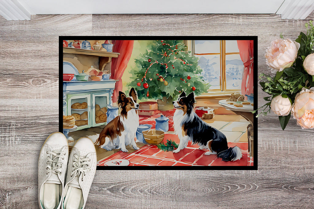 Papillon Christmas Cookies Doormat Indoor Outdoor 24H X 36W Front Door Mat Rugs for Entryway, Non Slip Washable Low Pile,