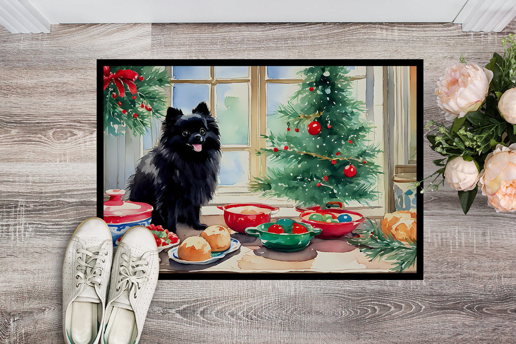 Pomeranian Christmas Cookies Doormat Indoor Outdoor 18H X 27W Front Door Mat Rugs for Entryway, Non Slip Washable
