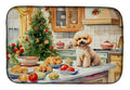 Poodle Christmas Cookies Dish Drying Mat Absorbent Dish Drying Mat Pad for Kitchen Counter Dish Drainer Mat for Countertop, 14 x 21", Multicolor