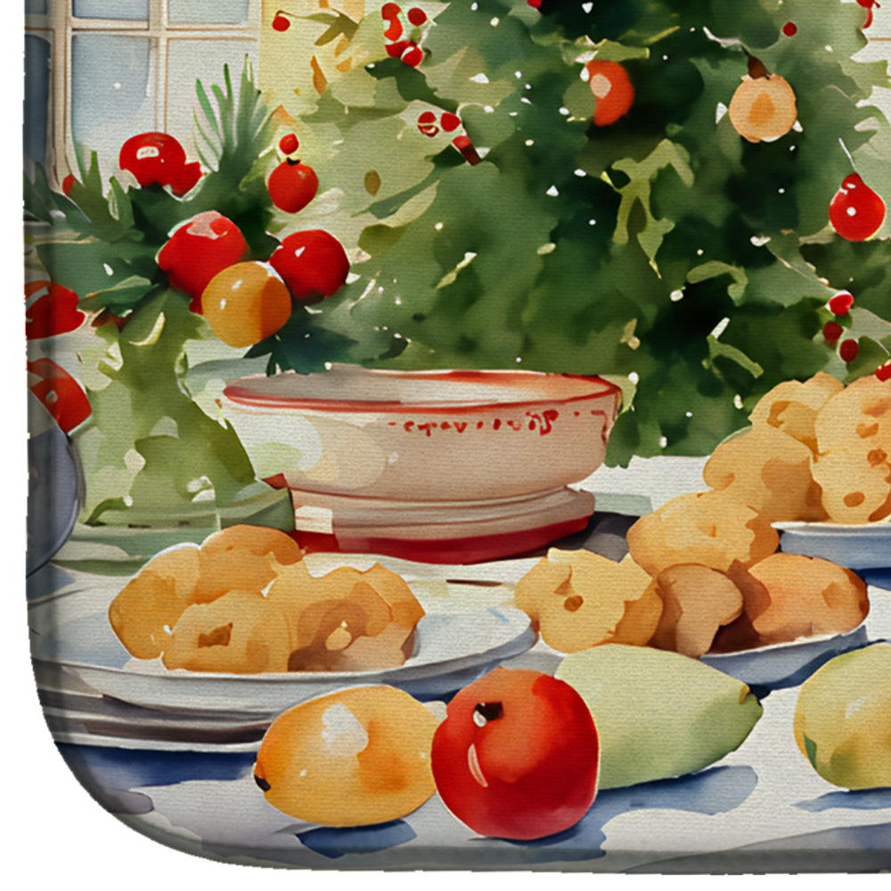 Poodle Christmas Cookies Dish Drying Mat Absorbent Dish Drying Mat Pad for Kitchen Counter Dish Drainer Mat for Countertop, 14 x 21", Multicolor