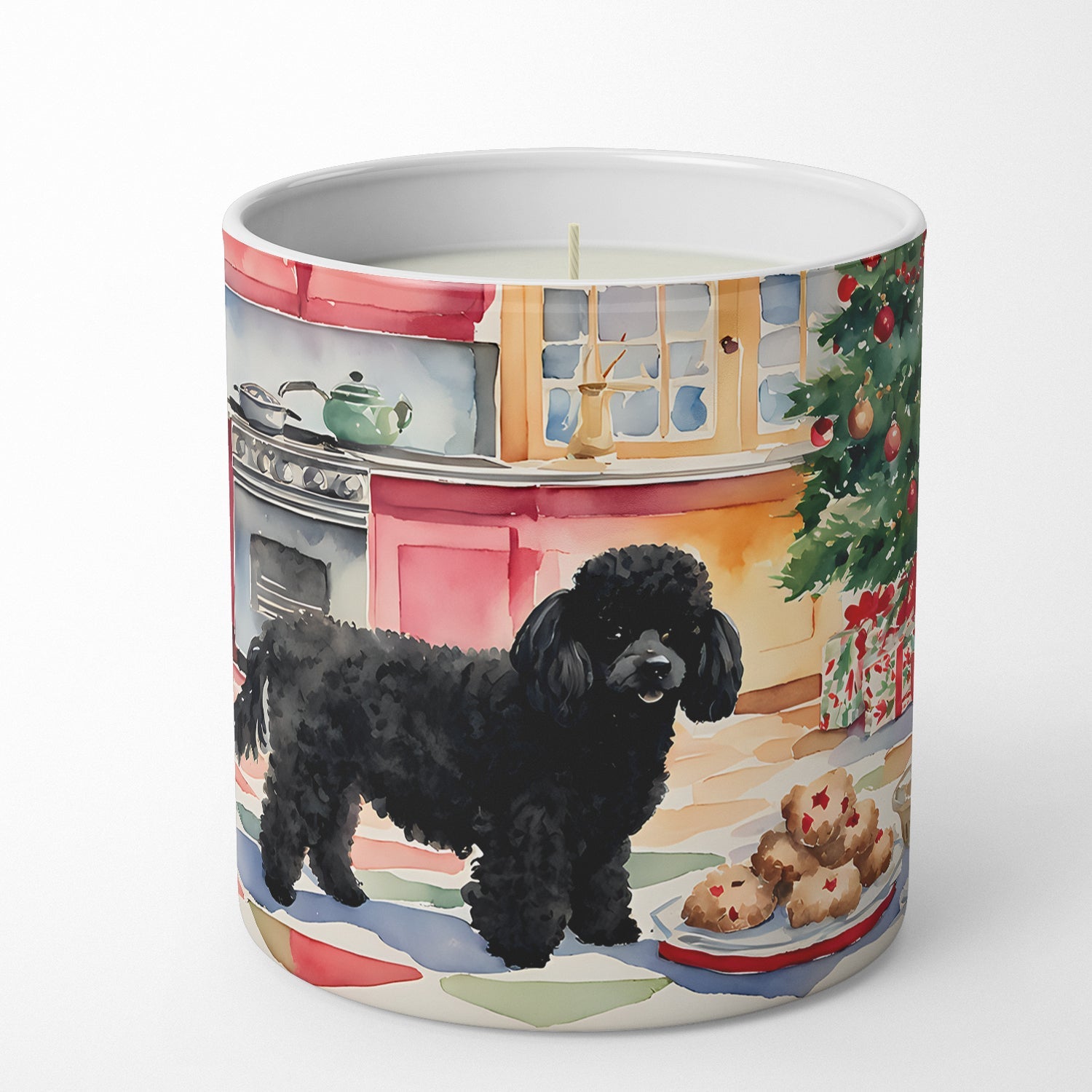 Poodle Christmas Cookies Decorative Soy Candle Nature Soy Wax Essential Oil Home Decor Ideal for Bedroom Kitchen Bath Office Gift, 10 oz