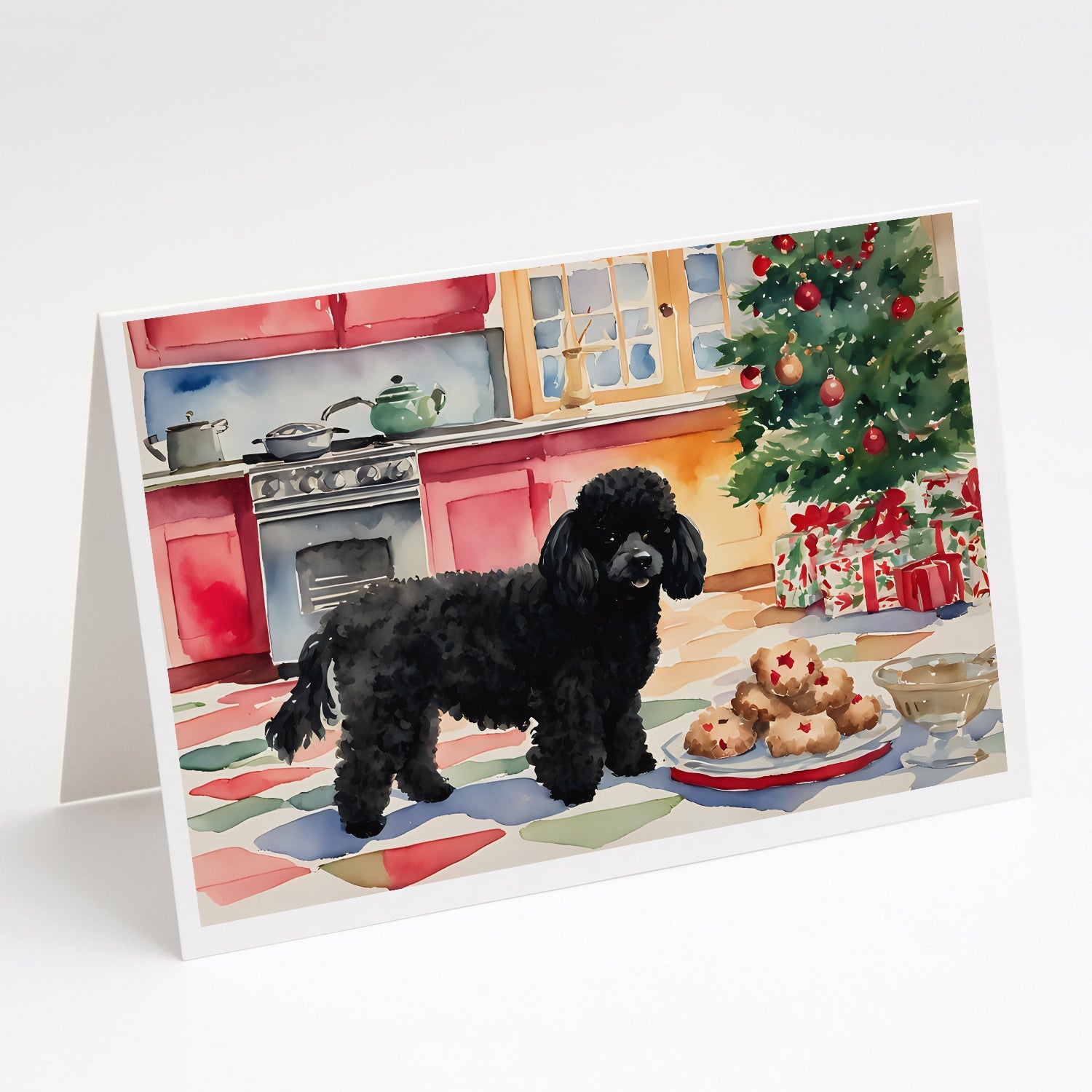 Poodle Christmas Cookies Greeting Cards Pack of 8 Blank Cards with Envelopes Whimsical A7 Size 5x7