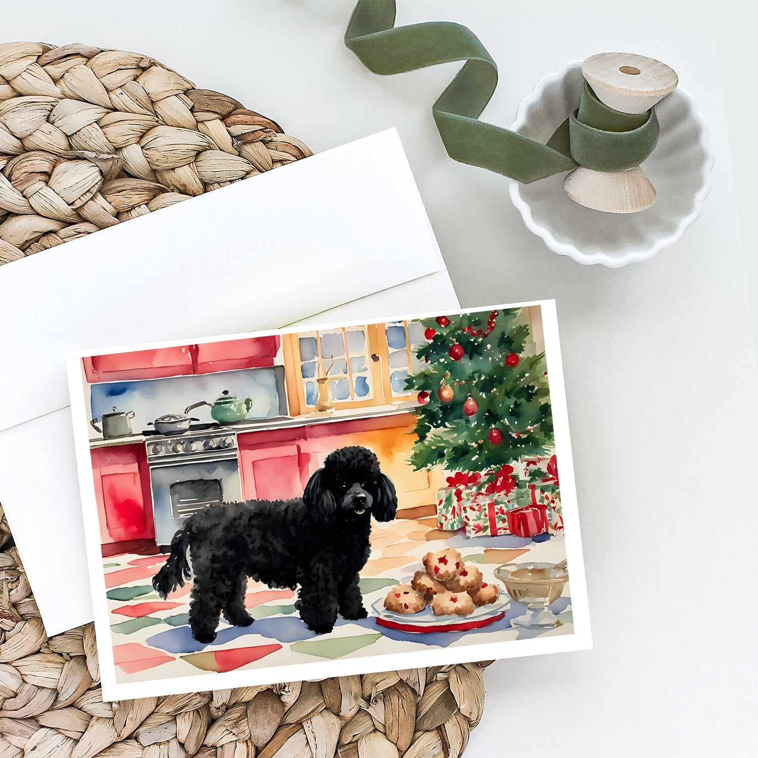 Poodle Christmas Cookies Greeting Cards Pack of 8 Blank Cards with Envelopes Whimsical A7 Size 5x7