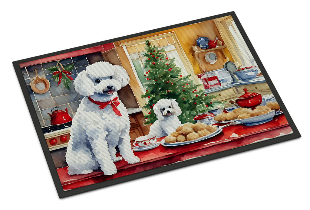 Poodle Christmas Cookies Doormat Indoor Outdoor 18H X 27W Front Door Mat Rugs for Entryway, Non Slip Washable