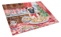 Pug Christmas Cookies Cutting Board Tempered Glass Kitchen Cutting Surface, Heat Resistant Chopping, Non-Slip Feet, Food Prep & Serving