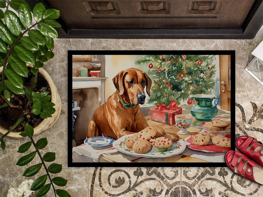 Rhodesian Ridgeback Christmas Cookies Doormat Indoor Outdoor 24H X 36W Front Door Mat Rugs for Entryway, Non Slip Washable Low Pile,