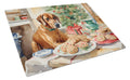 Rhodesian Ridgeback Christmas Cookies Cutting Board Tempered Glass Kitchen Cutting Surface, Heat Resistant Chopping, Non-Slip Feet, Food Prep & Serving