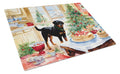 Rottweiler Christmas Cookies Cutting Board Tempered Glass Kitchen Cutting Surface, Heat Resistant Chopping, Non-Slip Feet, Food Prep & Serving