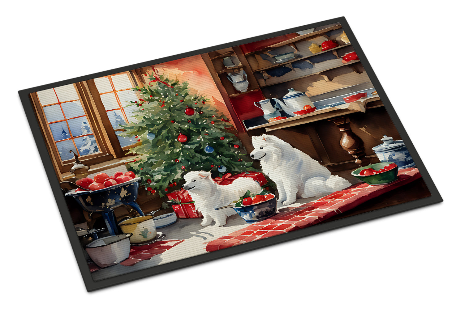 Samoyed Christmas Cookies Doormat Indoor Outdoor 24H X 36W Front Door Mat Rugs for Entryway, Non Slip Washable Low Pile,