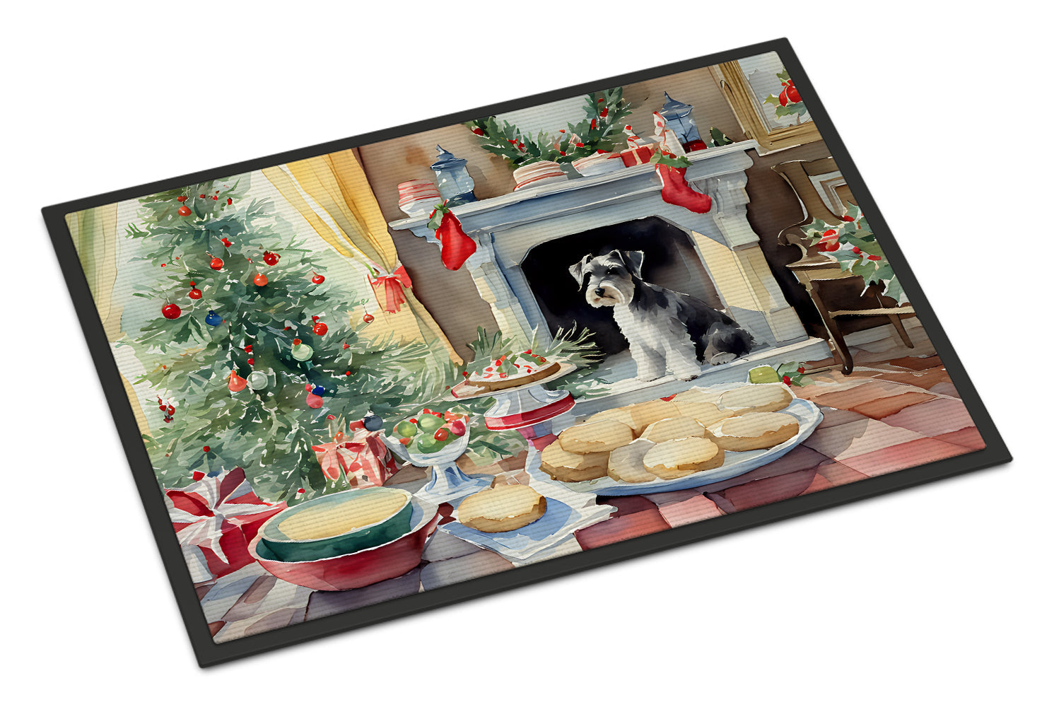 Schnauzer Christmas Cookies Doormat Indoor Outdoor 24H X 36W Front Door Mat Rugs for Entryway, Non Slip Washable Low Pile,