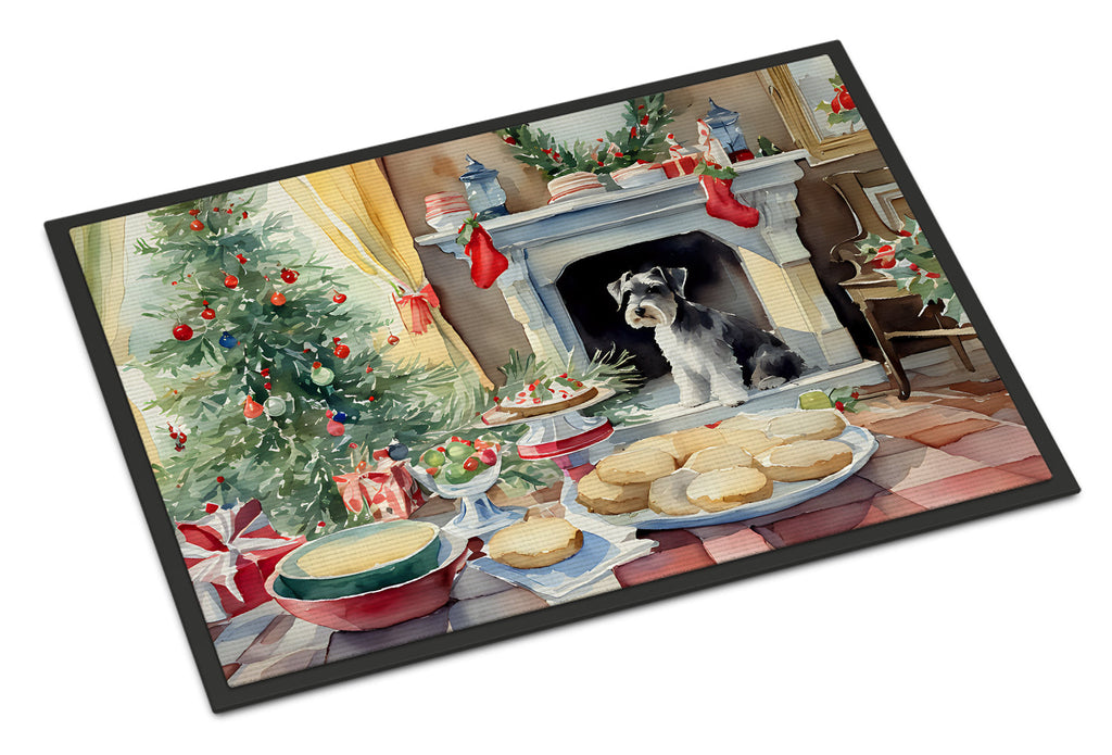 Schnauzer Christmas Cookies Doormat Indoor Outdoor 18H X 27W Front Door Mat Rugs for Entryway, Non Slip Washable
