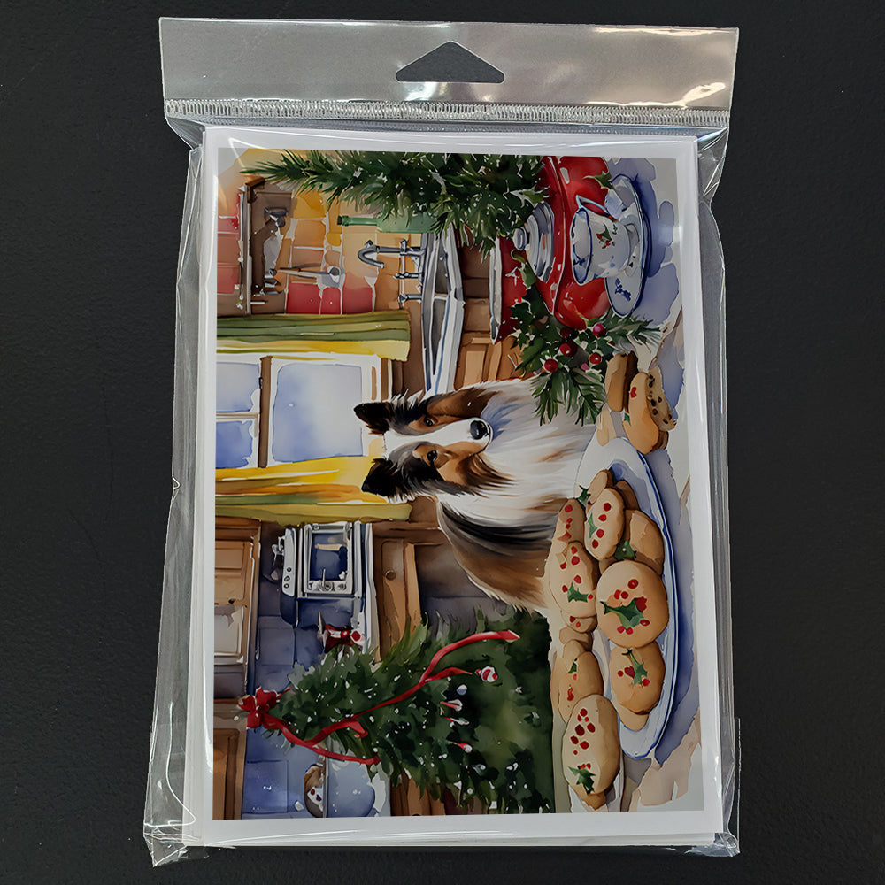 Sheltie Christmas Cookies Greeting Cards Pack of 8 Blank Cards with Envelopes Whimsical A7 Size 5x7