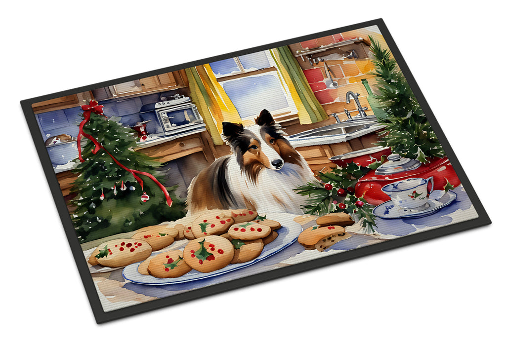 Sheltie Christmas Cookies Doormat Indoor Outdoor 24H X 36W Front Door Mat Rugs for Entryway, Non Slip Washable Low Pile,