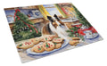 Sheltie Christmas Cookies Cutting Board Tempered Glass Kitchen Cutting Surface, Heat Resistant Chopping, Non-Slip Feet, Food Prep & Serving