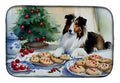 Sheltie Christmas Cookies Dish Drying Mat Absorbent Dish Drying Mat Pad for Kitchen Counter Dish Drainer Mat for Countertop, 14 x 21", Multicolor