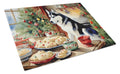 Siberian Husky Christmas Cookies Cutting Board Tempered Glass Kitchen Cutting Surface, Heat Resistant Chopping, Non-Slip Feet, Food Prep & Serving