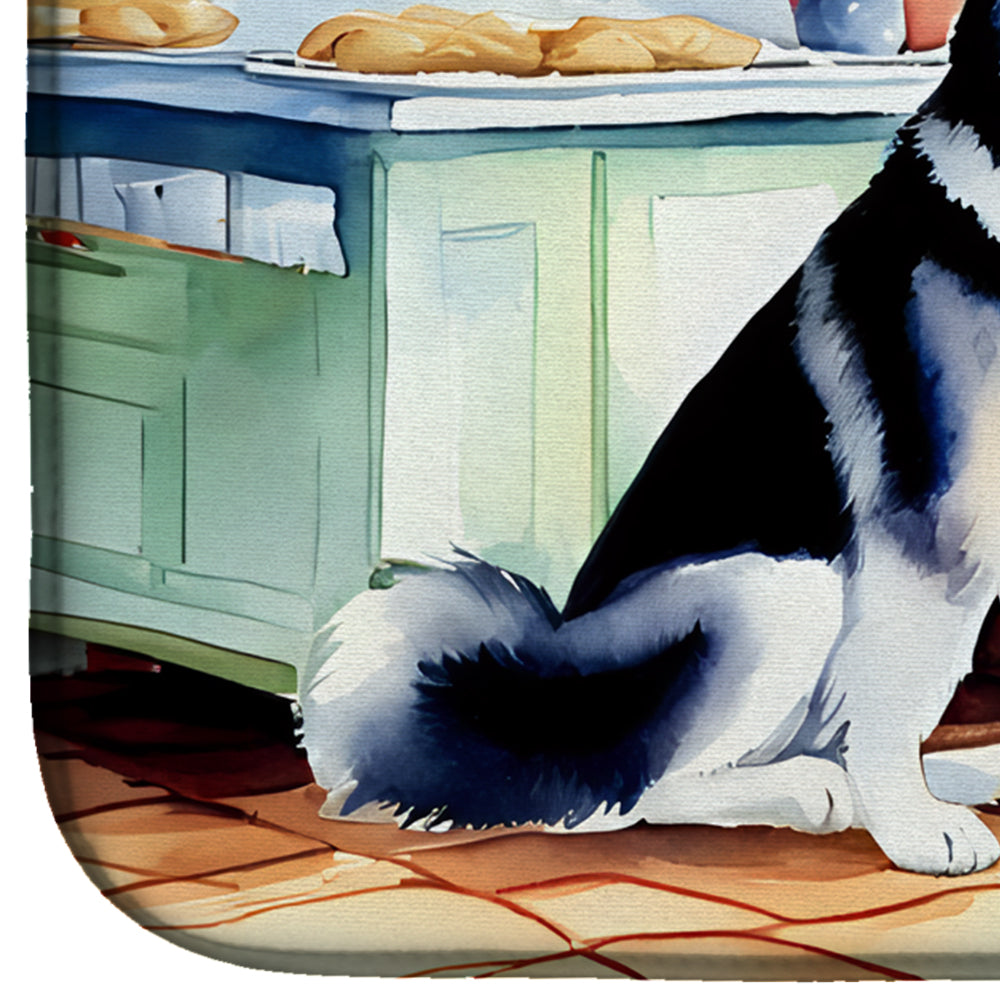 Siberian Husky Christmas Cookies Dish Drying Mat Absorbent Dish Drying Mat Pad for Kitchen Counter Dish Drainer Mat for Countertop, 14 x 21", Multicolor