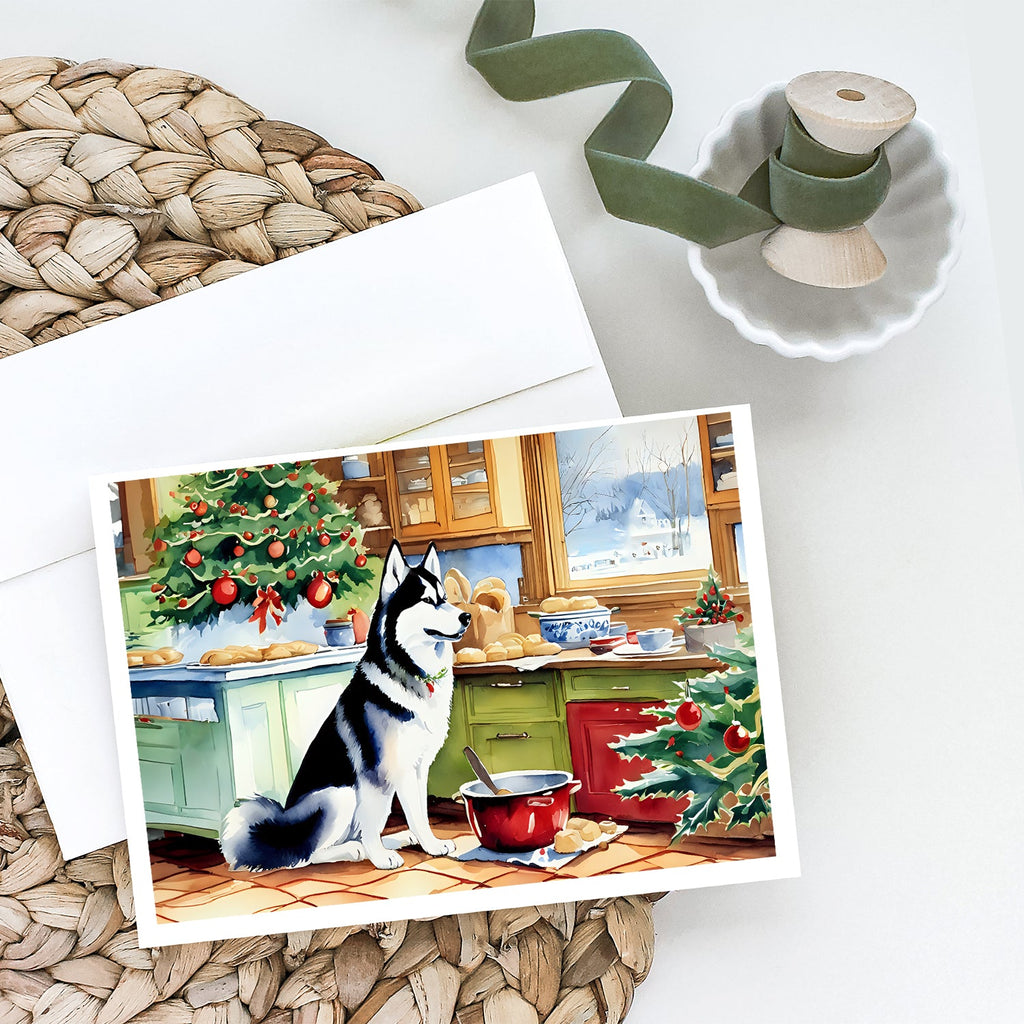 Siberian Husky Christmas Cookies Greeting Cards Pack of 8 Blank Cards with Envelopes Whimsical A7 Size 5x7