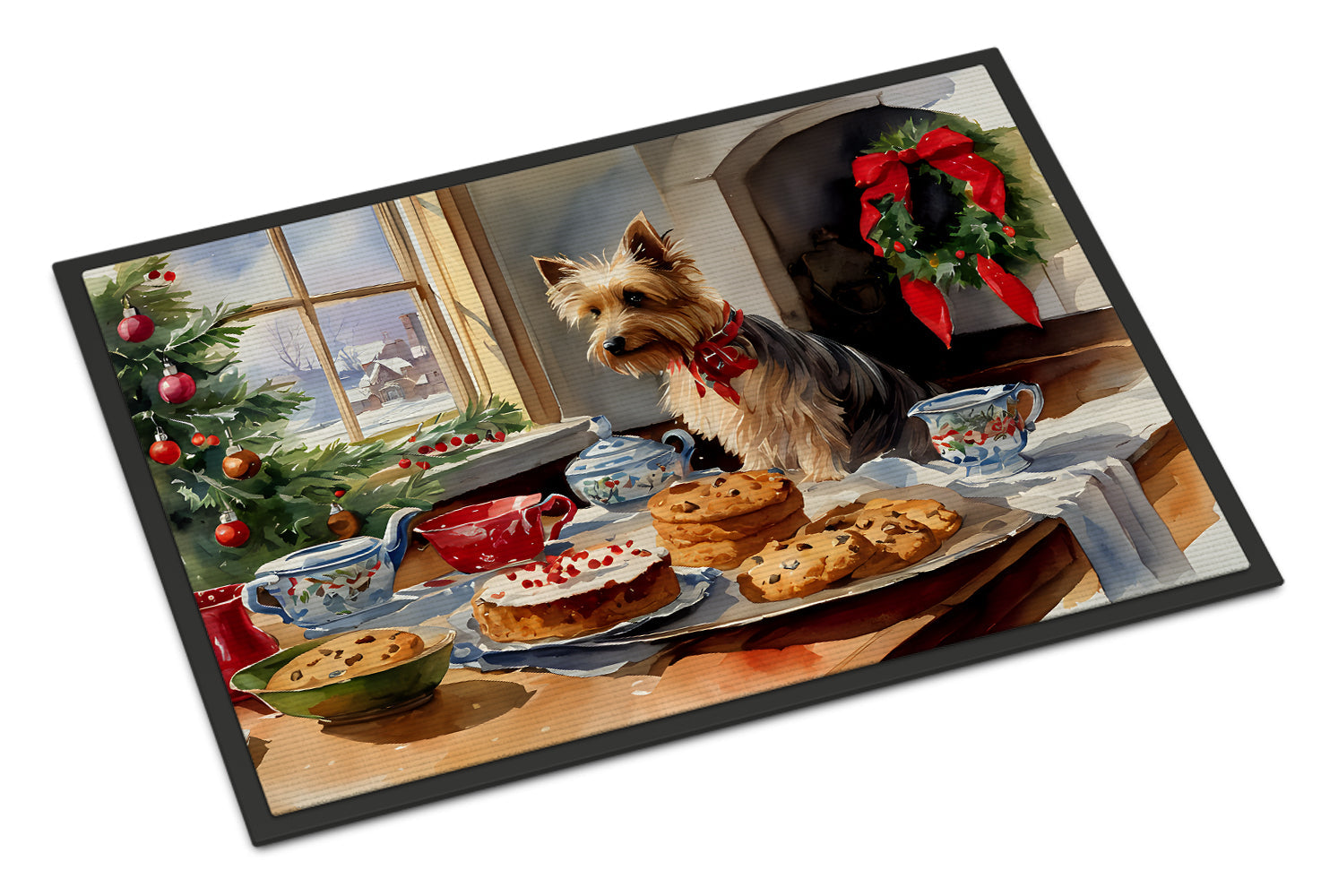 Silky Terrier Christmas Cookies Doormat Indoor Outdoor 24H X 36W Front Door Mat Rugs for Entryway, Non Slip Washable Low Pile,