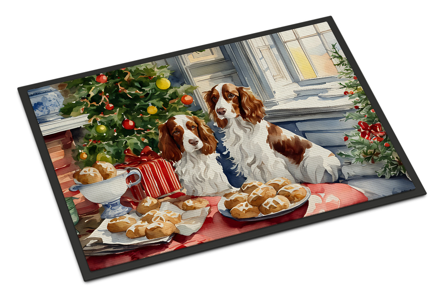 Welsh Springer Spaniel Christmas Cookies Doormat Indoor Outdoor 24H X 36W Front Door Mat Rugs for Entryway, Non Slip Washable Low Pile,