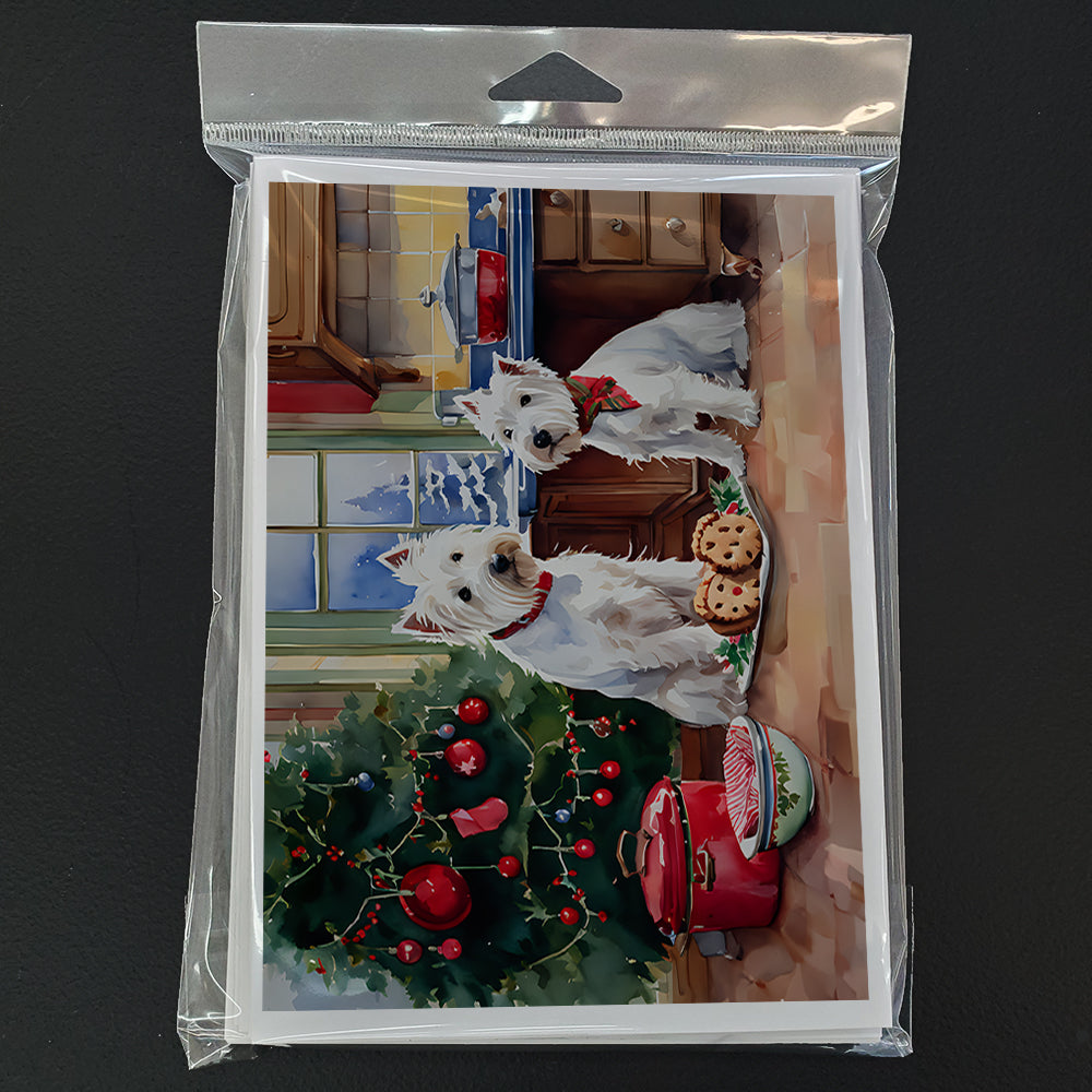Westie Christmas Cookies Greeting Cards Pack of 8 Blank Cards with Envelopes Whimsical A7 Size 5x7