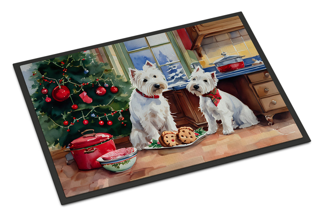 Westie Christmas Cookies Doormat Indoor Outdoor 24H X 36W Front Door Mat Rugs for Entryway, Non Slip Washable Low Pile,