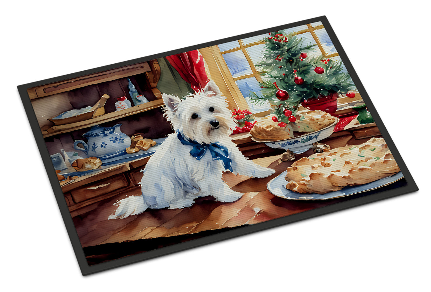 Westie Christmas Cookies Doormat Indoor Outdoor 24H X 36W Front Door Mat Rugs for Entryway, Non Slip Washable Low Pile,