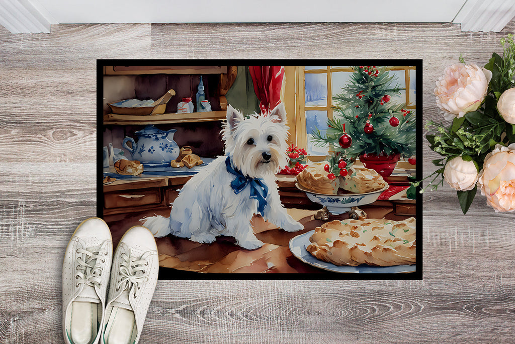 Westie Christmas Cookies Doormat Indoor Outdoor 24H X 36W Front Door Mat Rugs for Entryway, Non Slip Washable Low Pile,