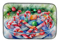 Candy Cane Bowl Christmas Watercolor Dish Drying Mat Absorbent Dish Drying Mat Pad for Kitchen Counter Dish Drainer Mat for Countertop, 14 x 21", Multicolor
