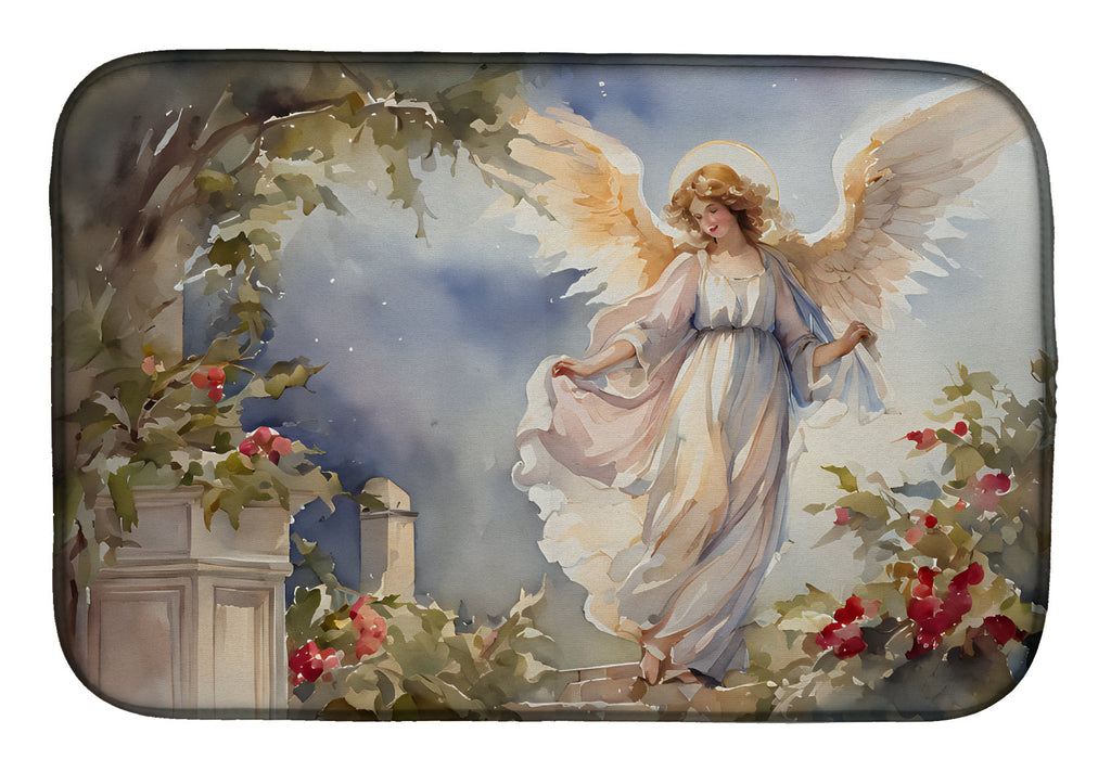 Heavenly Angel Garden Scene Watercolor Dish Drying Mat Absorbent Dish Drying Mat Pad for Kitchen Counter Dish Drainer Mat for Countertop, 14 x 21", Multicolor