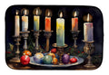 Colorful Christmas Candles Holiday Arrangement Dish Drying Mat Absorbent Dish Drying Mat Pad for Kitchen Counter Dish Drainer Mat for Countertop, 14 x 21", Multicolor