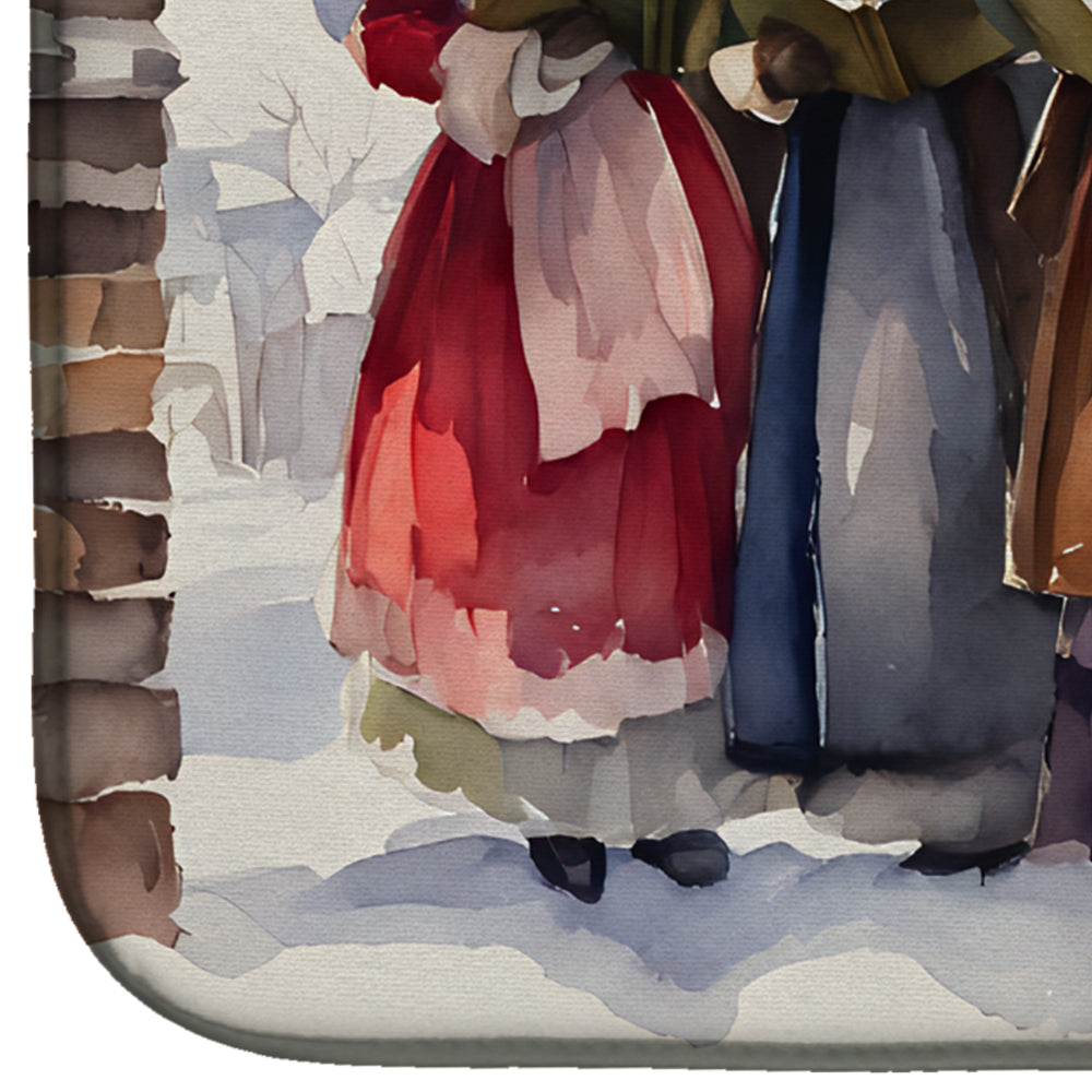 Victorian Christmas Carolers Singing Dish Drying Mat Absorbent Dish Drying Mat Pad for Kitchen Counter Dish Drainer Mat for Countertop, 14 x 21", Multicolor